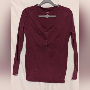 Sonoma Women's Maroon Button Down Shirt - Breastfeeding-Friendly